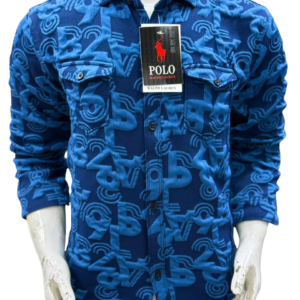 Boys Premium Blue Printed Button-Down Shirt