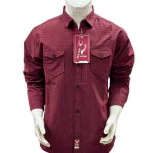 Men’s Premium Textured Casual Shirt – Maroon