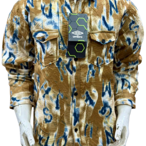 Boys Premium Brown & Blue Abstract Print Button-Down Shirt